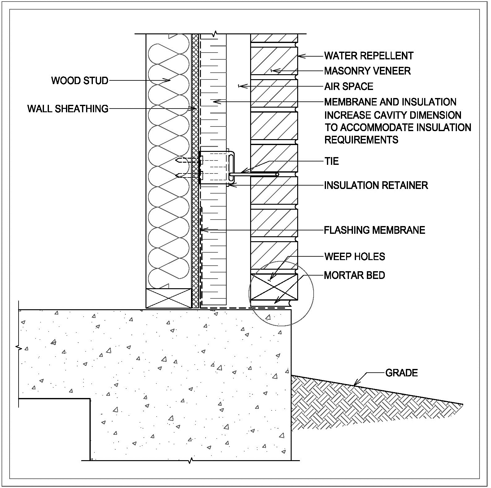 Concrete Support at Base - Wood - Detail W1.1 Image